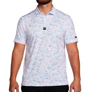 Bad Birdie Men's Golf Polo Shirt Jet Stream White/ Pink/ Blue Color Size X-Large